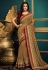 Beige satin embroidered party wear saree  10614